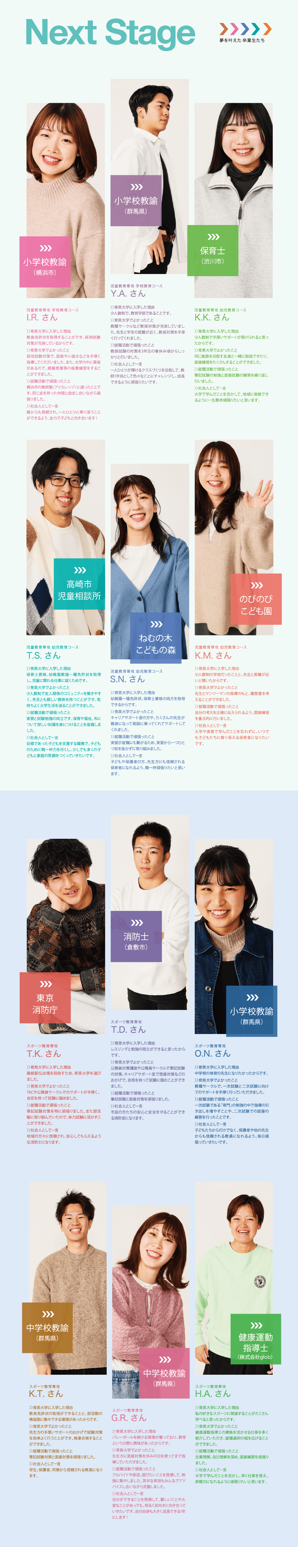 夢を叶えた卒業生たち
